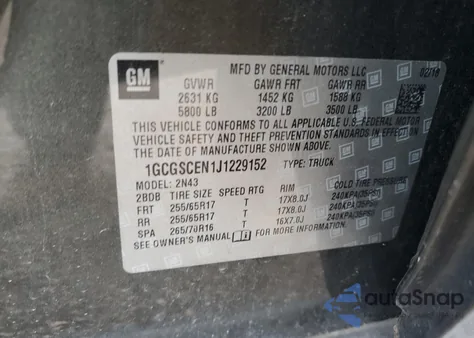 2018 Chevrolet Colorado Lt z USA, uszkodzony, nr VIN 1GCGSCEN1J1229152